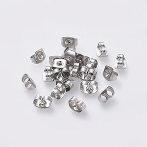 66080 Πεταλούδες Σκουλαρικιών  ΓΙΑ ΚΟΣΜΗΜΑ 6mm//6Τεμ. Ατσάλινο Χρώμα, Πεταλούδες Σκολαρικιών  ,ΣΥΝΘΕΣΗ ΑΝΟΞΕΙΔΩΤΟ ΑΤΣΑΛΙ 304, (45 15) (5gr) ()