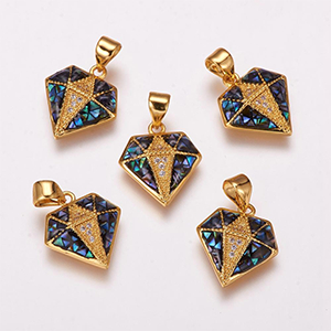 66599 Μενταγιόν Ορειχάλκινα Διαμαντάκια ,16X14mm/1Τεμ. ,Επίχρυσο Χρώμα,Με Ζιρκόνια/Micropave (0 1) (5gr) ()