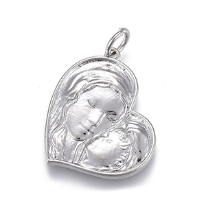 66620 Brass Panagitses Hearts ,For Jewellery 20X17mm/1Pcs/ Platinum color,   ,Material ,Saint Valentine,Charms (27 9) ()