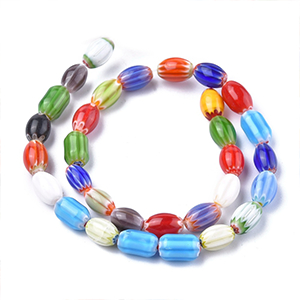 66642 MILLEFIORI OVAL GLASS BEADS FOR JEWELLERY 12X8mm/32Pcs/ MULTICOLOR, ,Material ,BEADS (0 0) ()