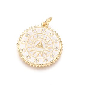 66777 Μενταγιόν Ορειχάλκινα στρόγγυλο ,16X13mm/1Τεμ. ,Επίχρυσο Χρώμα,Με Ζιρκόνια/Micropave (0 2) (6gr) ()