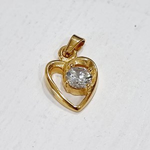 66898 STAINLESS STEEL HEART PENDANTS WITH CUBIC ZIRCONIA  FOR JEWELLERY 22X11mm/2Pcs/   GOLD PLATED color,   ,Material ,CHARMS (5 3) ()