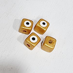 67022 Κεραμικά Κυβάκια με μάτι  Για κόσμημα 11X11mm/Ø2mm/1Τεμ. Επίχρυσο Χρώμα,   ,Συνθεση Κεραμικό,Χάντρα (11 2) (5gr) (Τιμή Χονδρικής 10 Τεμ.@  1.1= €11 ,Αναλόγως Διαθεσιμότητας)