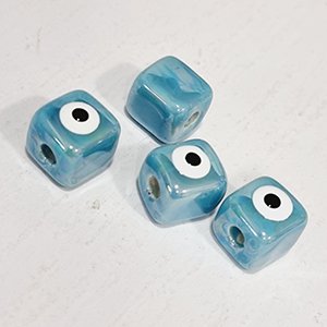 67033 Evil Eyes Ceramic Cubes, ,11X11mm/Ø2mm/1Pcs ,Light Blue (1 0) ()