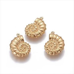 67536 Stainless Steel Conch Pendants  For Jewellery 21X15mm/1Pcs/   Gold Plated color,   ,Material Stainless Steel,Summer,Charms (17 12) ()