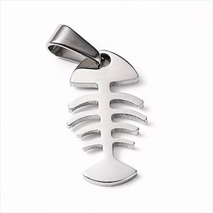 67546 Stainless Steel Fishbone ,For Jewellery 22X12mm/1Pcs/ Stainless steel color,   ,Material Stainless Steel,Summer,Charms (1 0) ()