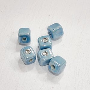 68326 Χάντρες/Διαχωριστικές Χάντρες Γυάλινες Κυβάκια ,11X11mm/1Τεμ. ,Γαλάζιο Χρώμα,Με Λεία Επειφάνια (3 2) (5gr) ()