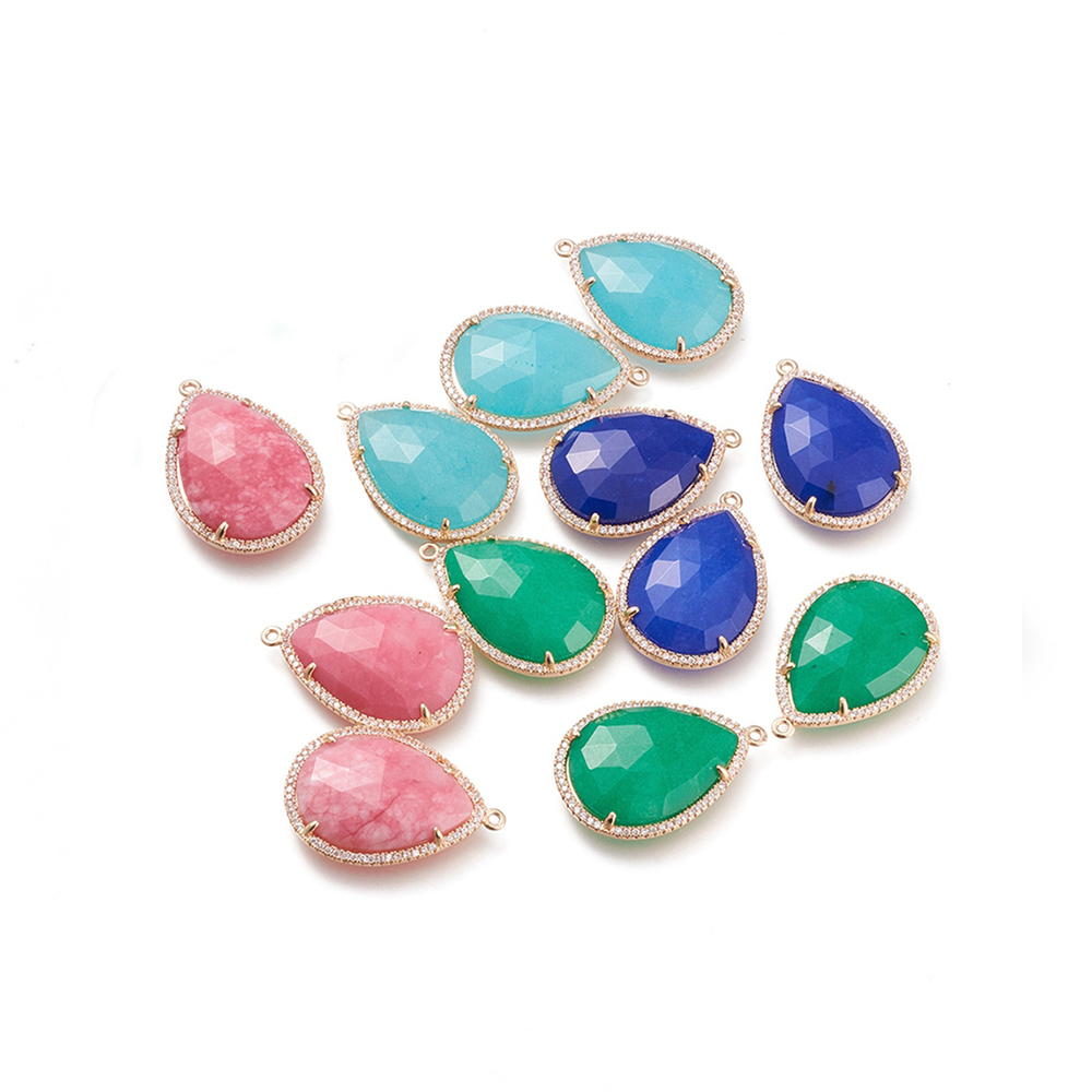 68362 BRASS CHARMS FOR JEWELLERY 30X21mm/1Pcs/ GOLD PLATED, WITH NATURAL STONE ,Material ,,CHARMS (0 1) ()