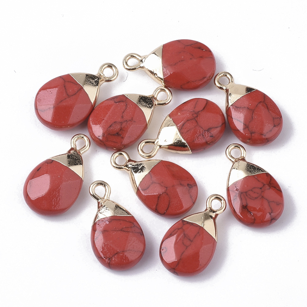 68369 BRASS CHARMS FOR JEWELLERY 18X10mm/1Pcs/ GOLD PLATED, WITH NATURAL STONE ,Material ,,CHARMS (2 2) ()