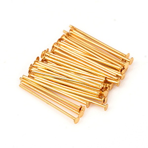68859 Pins stainless steel flat head pins,thickness 0.6mm ,15×0,6mm/50pcs ,gold plated (0 0)