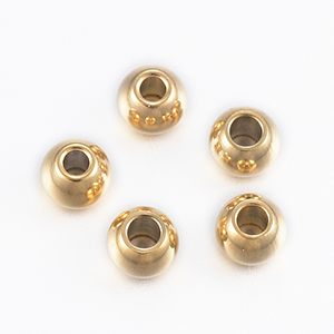 69139 Stainless steel round beads with shiny surface ,for jewellery 4x3mm/10pcs/ø1,5mm gold plated, ,material ανοξείδωτο ατσάλι 304,spacers,beads (3 0)
