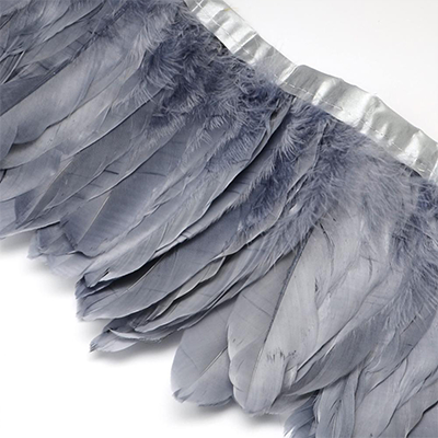 69187 Trim with feather per meter, ,13cm/1meters ,grey color (0.05 0)