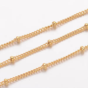 69775 Ατσάλινες Αλυσίδες  ΓΙΑ ΚΟΣΜΗΜΑ 2X1,7mm/1Μέτρ.   ΕΠΙΧΡΥΣΟ ΧΡΩΜΑ,Με Μπίλιες Satellite Chains  ,ΣΥΝΘΕΣΗ ΑΝΟΞΕΙΔΩΤΟ ΑΤΣΑΛΙ, (20 20) (0gr) ()