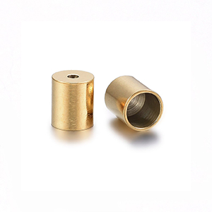 69818 Ακροδέκτες Ατσάλινοι στρόγγυλο ,6X5mm/Ø4mm/2Τεμ. ,Επίχρυσο Χρώμα,Για Κορδόνι (27 8) (4gr) ()