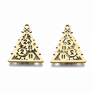 70393 Ατσάλινα Δεντράκια  Για κόσμημα 18X15mm/1Τεμ Επίχρυσο Χρώμα,Laser Cut   ,Συνθεση Ανοξείδωτο Ατσάλι 304,Χριστουγιεννιάτικα,Κρεμαστά (4 0) (0gr) ()