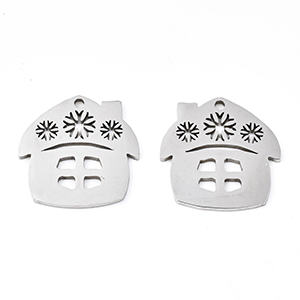 70394 ΑΤΣΑΛΙΝΑ ΣΠΙΤΑΚΙΑ  ΓΙΑ ΚΟΣΜΗΜΑ 18X17mm/1Τεμ Ατσάλινο Χρώμα,LASER CUT   ,ΣΥΝΘΕΣΗ ΑΝΟΞΕΙΔΩΤΟ ΑΤΣΑΛΙ 304,ΧΡΙΣΤΟΥΓΕΝΝΙΑΤΙΚΑ,ΚΡΕΜΑΣΤΑ (18 10) (6gr) ()