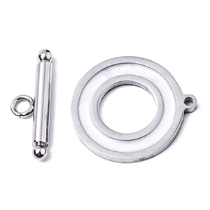 70915 Κουμπώματα Ατσάλινα Κρίκος ,22X20mm/1Τεμ. ,Ατσάλινο Χρώμα,Με Χρώμα/Enamel (1 0) (6gr) ()