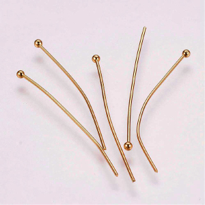 71048 Ball Head Stainless Steel Pins  For Jewellery 40X0,7mm/25Pcs/   Gold Plated color, Ball Head  ,Material ,, (12 7) ()