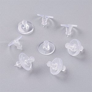 71521 EAR NUTS SILICONE CLASPS FOR JEWELLERY 10X6MM/100PCS/ TRANSPARENT COLOR, EAR NUTS ,MATERIAL ,,BEADS (14 0) ()