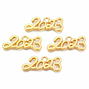 71683 Μενταγιόν Ορειχάλκινα 2023 ,27X13mm/20Τεμ. ,Επίχρυσο Χρώμα,”2023″ (1 0) (47gr) ()