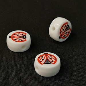 71808 Martakia Acrylic Round Shape,Laydybugs ,13X6mm/1Pcs ,White Color (2 1) ()
