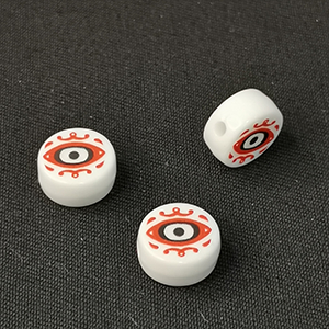 71813 Martakia Acrylic Round Shape,With Evil Eye ,13X6mm/1Pcs ,White Color (4 0) ()