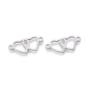 71914 Stainless Steel Heart Connectors ,For Jewellery 20X8mm/2Pcs/ Stainless steel color,   ,Material Ανοξείδωτο Ατσάλι 304,Saint Valentine,Links/Connectors (1 7) ()
