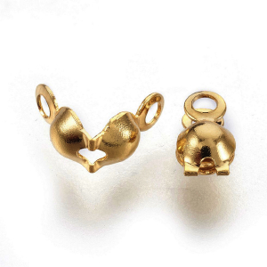 72066 Stainless Steel Bead Tips, Calotte Ends ,For Jewellery 8X4mm/20Pcs//Ø1,2mm 18k GOLD PLATED,   ,Material Stainless Steel,, (32 11) ()