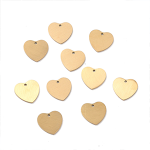 72097 Heart Flat Stainless steel stamping Charms ,For Jewellery 12mm//2Pcs/ Gold Plated,   ,Material ,Saint Valentine,Charms (2 1) ()