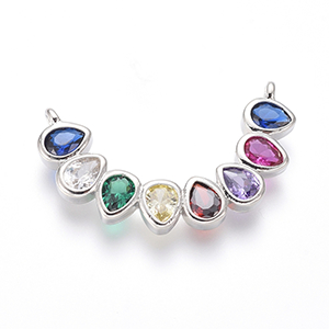 72285 Συνδετικά Ορειχάλκινα σταγόνες ,15X25mm/1Τεμ. ,Επιπλατινωμένο Χρώμα,Με Ζιρκόνια/Micropave (1 2) (4gr) ()