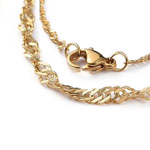 72408 Stainless Steel  Singaporre Chain With Lobster Claw Clasp  For Jewellery 58cm//1Pcs/2mm   Gold Plated,With Lobster Claw Clasp With Clasp  ,Material Stainless Steel,, (15 0) ()