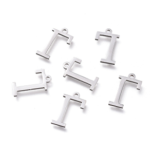72697 Stainless Steel Alphabet Lasercut  For Jewellery 14X12,5mm/1Pcs/   Steel color,Greek Alphabet With Letter Γ  ,Material Stainless Steel,Alphabet,Charms (14 0) ()