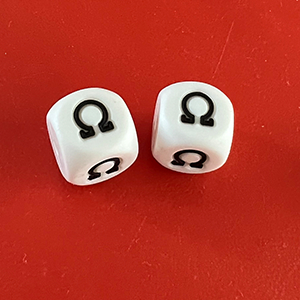 73042 Food grade silicone cube letter beads ,for pacifier 12x12mm/25pcs//ø2mm white color,greek alphabet with letter ω  ,material food grade silicone,alphabet,beads (2 0)