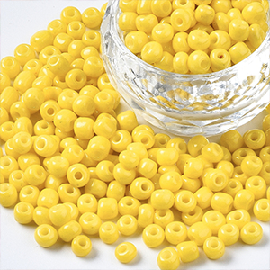 73521 Round Glass Seed Beads ,For Jewellery 4mm/50gr/Ø1,2mm 6/0 Yellow Color,Opaque   ,Material Glass,,Beads (1 0) ()