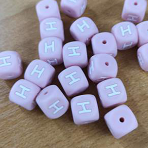 73690 Food grade silicone cube letter beads ,for pacifier 12x12mm/2pcs//ø2mm pink color,english alphabet with letter h  ,material food grade silicone,alphabet,beads (7 0)