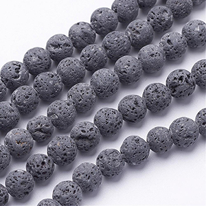 74066 Natural Lava Round Beads , 4mm/95Pcs//Ø1mm Black Color,   ,Material ,, (3 3) ()