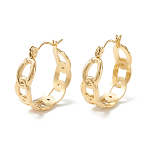74333 Stainless Steel Hoop Earrings 22X20mm/1Set Gold Plated For Jewellery Hoop Earrings (10 0) ()