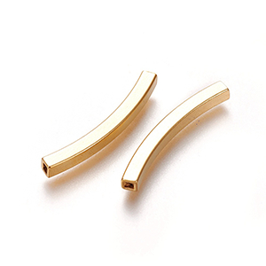74745 STAINLESS STEEL SQUARE COLUMN BEADS  FOR JEWELLERY 30X3mm/2Pcs//Ø2mm   GOLD Plated, BENDING  ,Material ,,BEADS (15 0) ()