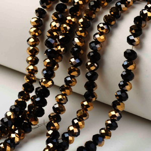 75086 Glass Glass Beads Rondelle,Faceted ,3X2mm/Ø0,8mm/165Pcs ,BLACK Color (12 8) ()