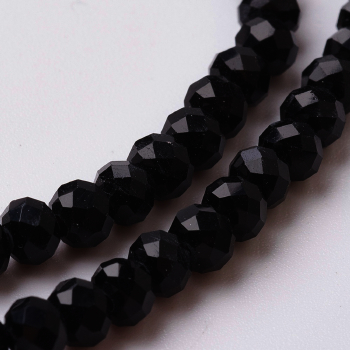 75221 Glass Glass Beads Roundelle Fct,Faceted ,4X3mm/130Pcs ,Black Color (2 0) ()
