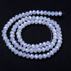 75270 RONDELLE GLASS BEADS  FOR JEWELLERY 6X5mm/85Pcs/   WHITE COLOR,ELECTROPLATED FACETED  ,Material GLASS,,BEADS (12 8) ()