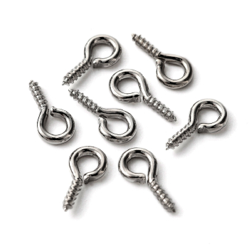 75293 METAL SCREW EYE PIN PEG BAILS FOR JEWELLERY 10X5MM/100PCS/ PLATINUM COLOR, WITH LOOP ,MATERIAL ,, (8 1) ()
