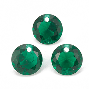 75451 Cubic Zirconia Charms, Faceted, Flat Round  6X3,5mm/Ø0,8mm/10Pcs Emerald Color For Jewellery Christmas Charms  (23 13) ()