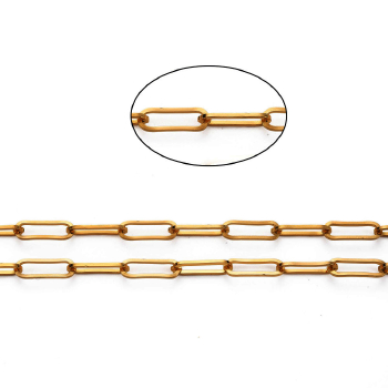 75453 Αλυσίδες Ατσάλι Paper clip Chain ,15X5mm/1Μέτρ. ,Επίχρυσο Χρώμα,Με το μέτρο (20 0.1) (0gr) ()
