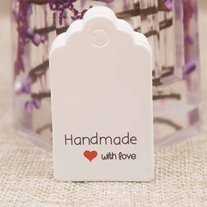 75738 Handmade Paper Tags ‘Handmade with Love’For Decoration 30X50mm/20Pcs/ White Color,   ,Material Paper,Saint Valentine,Charms (22 0) ()