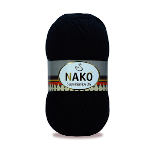 75825 Nako Superlambs 25 FOR CARDIGANS/SWEATSHIRTS 100gr/200Meters/ (nako) BLACK COLOR, Acrylic ,Material ,WINTER YARN, (15 0) ()