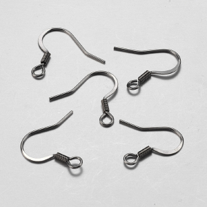 76052 Stainless Steel Earring Hooks ,For Jewellery 17X18mm/4Pair/ Steel color, With 1 Open Jump Ring  ,Material Stainless Steel,, (44 17) (Wholesale Price 80 Pair @  0.15= €12 ,Upon Availability)