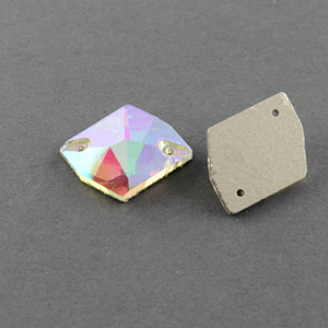 76231 Sew-on Glass Stones For Sewing 17X13mm/5Pcs Crystal AB,ELECTROPLATED With 2 Holes  ,Material Glass,,Sewing (2 1) ()