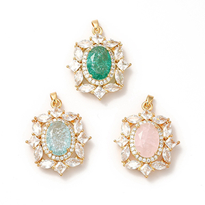 76727 Brass Cubic Zirconia Pendants No Filter 32X26mm/1Pcs 14K Gold Plated For Jewellery No Filter Charms Diana Style (1 0) ()