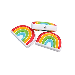 76868 Rainbow shape foograde silicone beads for pacifier 28x21mm/1pcs multicolor, flat ,material food grade silicone,cartoon, (46 138)